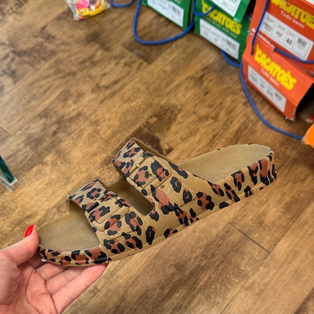 Leopard Print Slide Sandals